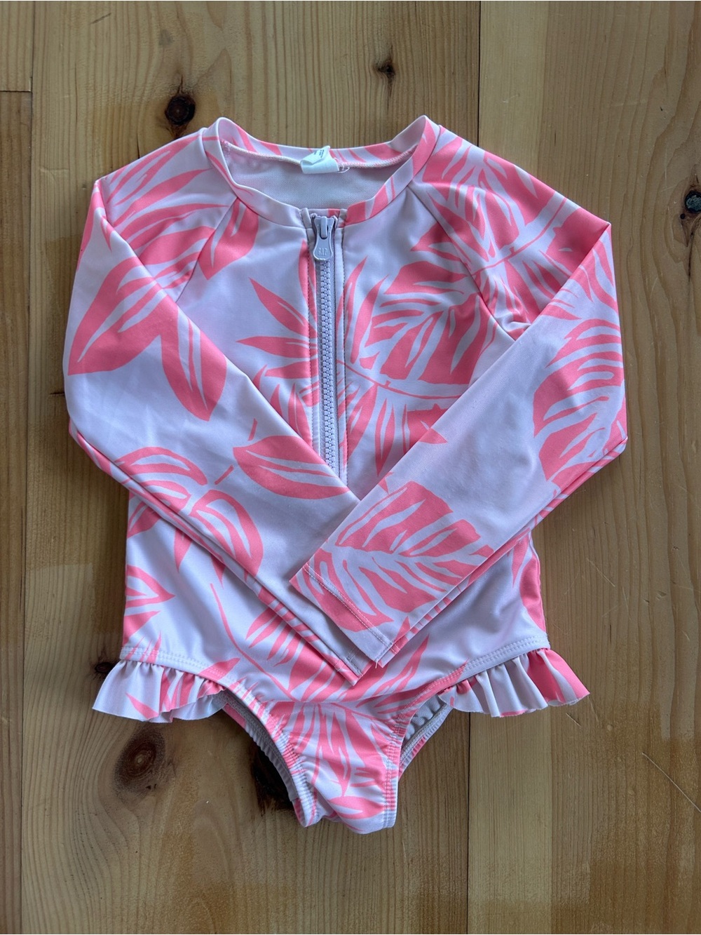 Gap Baby Swimsuit Longsleeved Girls Tropical Print with Ruffles One Piece